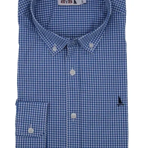 CAMISA CUADRO VICHY AZULÓN / BOTONES EN EL CUELLO