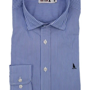 CAMISA AZULÓN RAYA FINA BLANCA