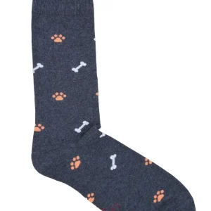 CALCETINES HUELLAS Y HUESOS GRIS OSCURO-NARANJA Y BLANCO
