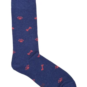 CALCETINES HUELLAS Y HUESOS AZUL MARINO-ROJO