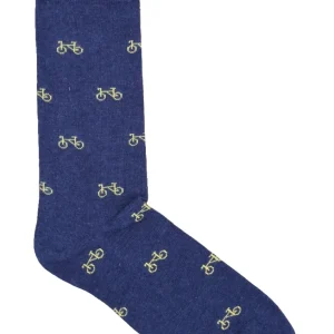 CALCETINES BICICLETA  AZUL MARINO-AMARILLO