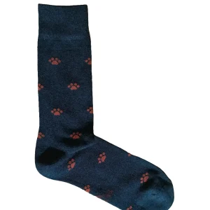 CALCETINES HUELLAS AZUL MARINO-ROJO