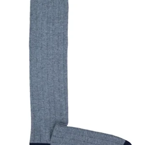 CALCETINES LARGOS CANALÉ GRIS CLARO - AZUL MARINO