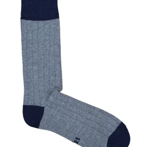 CALCETINES CANALÉ GRIS CLARO - AZUL MARINO