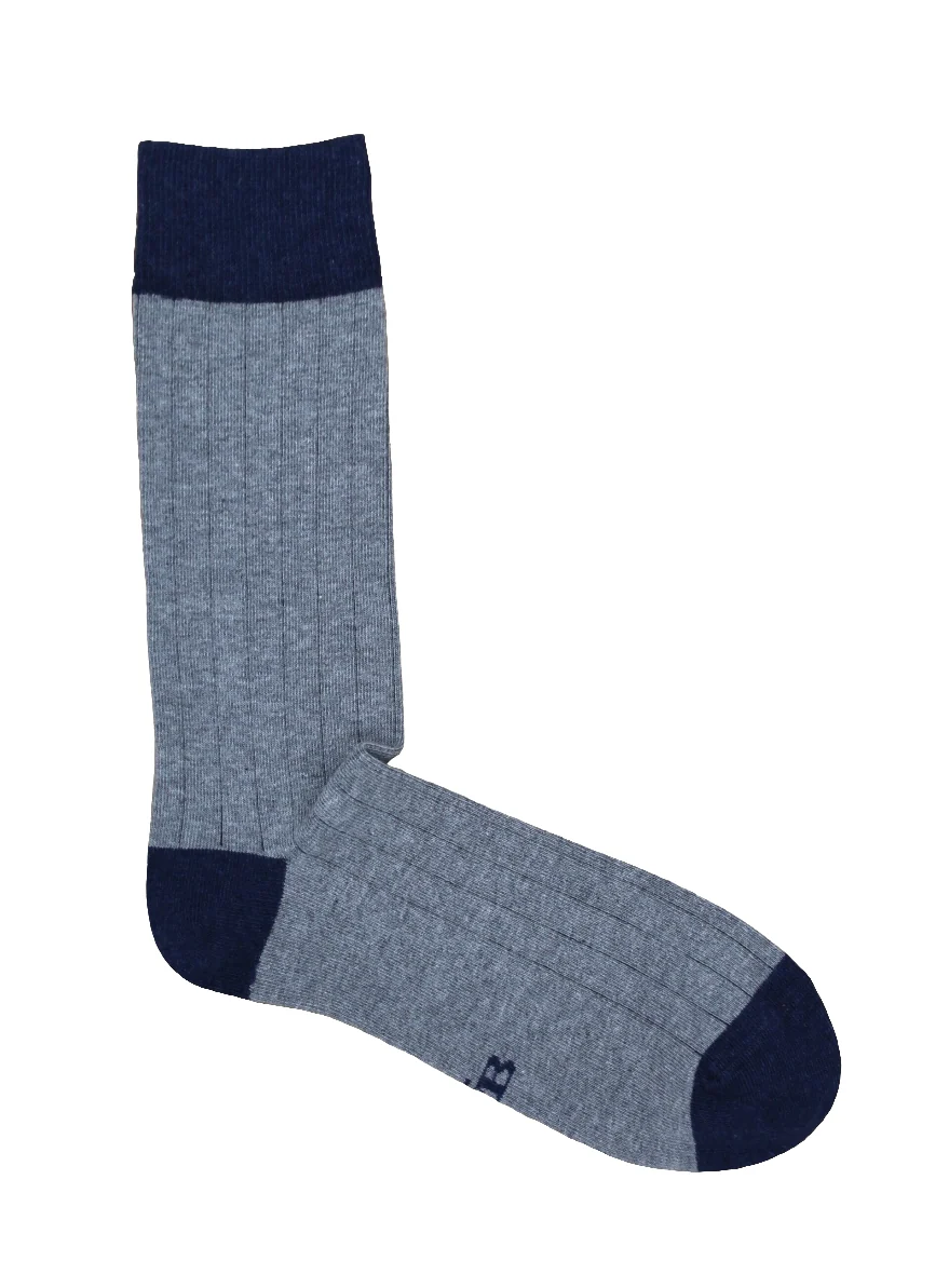 CALCETINES CANALÉ GRIS CLARO - AZUL MARINO - Imagen 2
