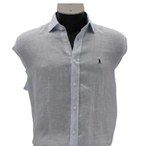 CAMISA LINO MILRAYAS AZULES Y BLANCAS