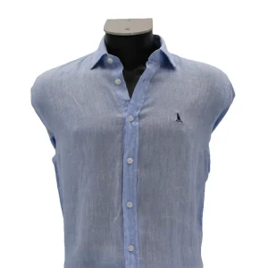 CAMISA LINO AZUL CELESTE