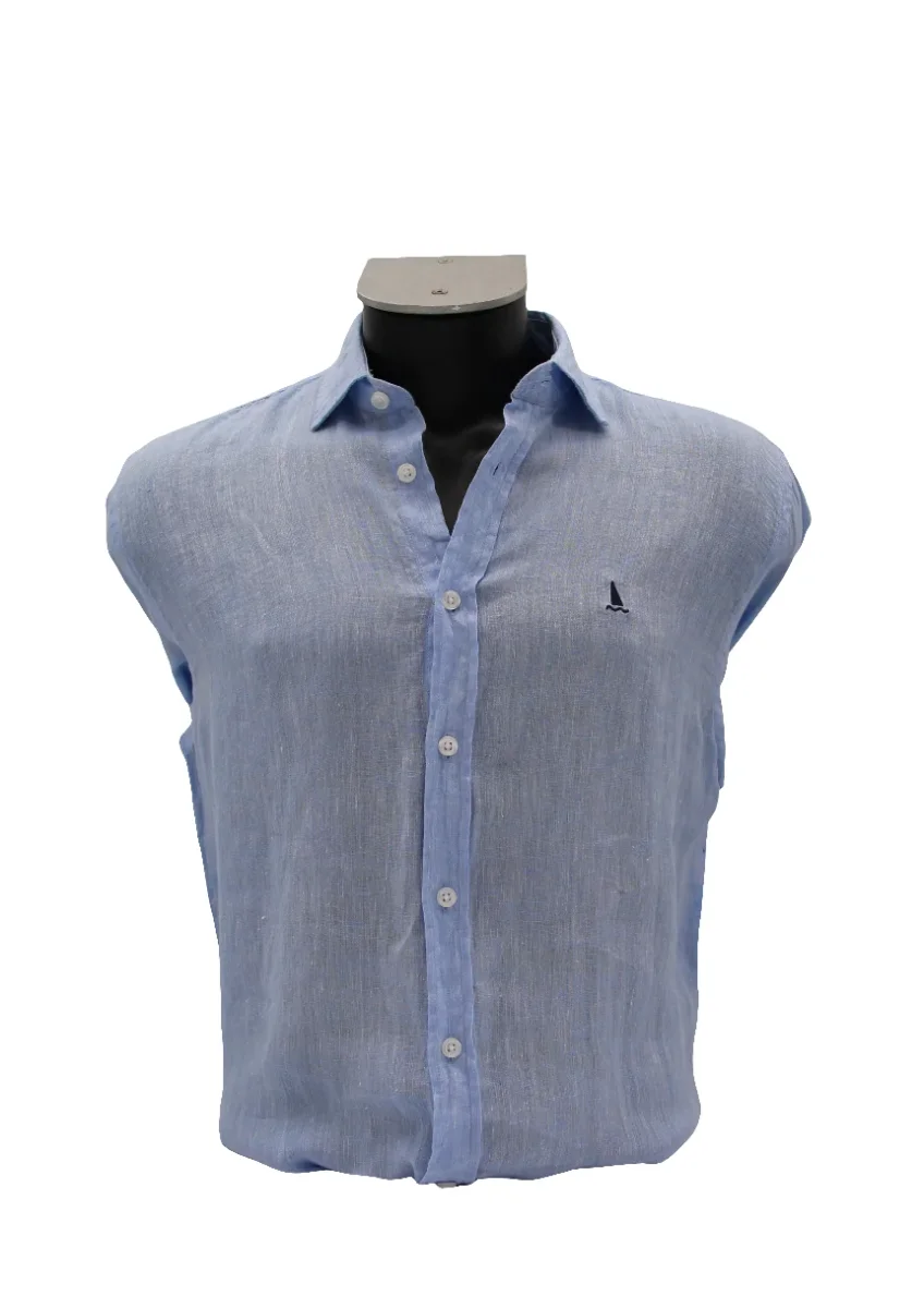 CAMISA LINO AZUL CELESTE - Imagen 2