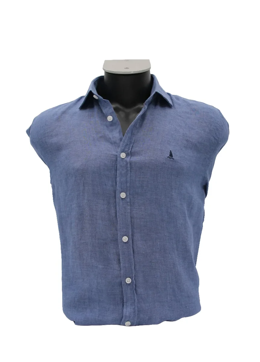 CAMISA LINO AZUL ÍNDIGO - Imagen 4