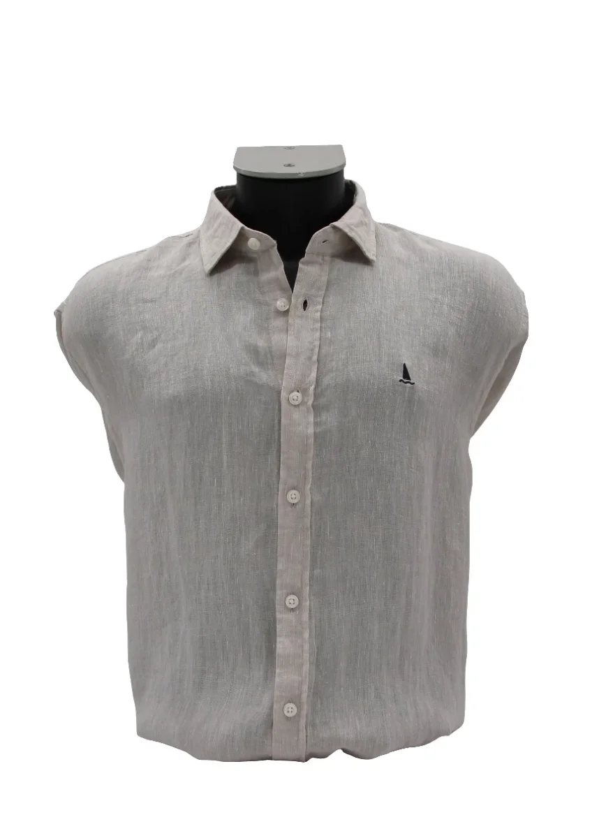 CAMISA LINO BEIGE - Imagen 4