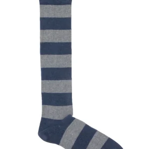 CALCETINES LARGOS CANALÉ RAYAS AZÚL MARINO GRIS