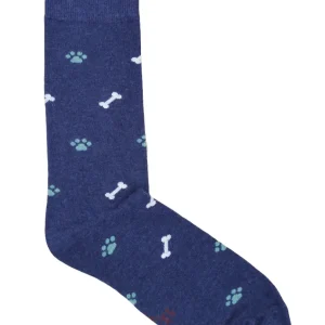 CALCETINES HUELLAS Y HUESOS AZUL MARINO-VERDE Y BLANCO