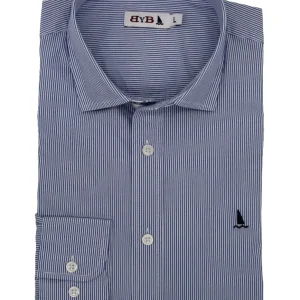 CAMISA RAYAS FINAS AZUL OSCURO Y BLANCA