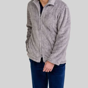 Bata corta de hombre cremallera Espiga Gris