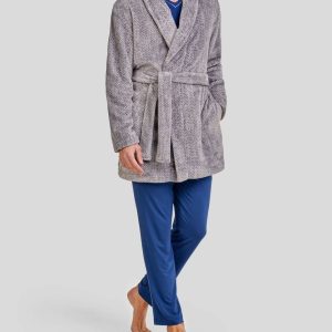 Bata corta de hombre espiga gris