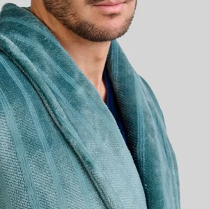 Bata corta hombre verde jacquard rayas