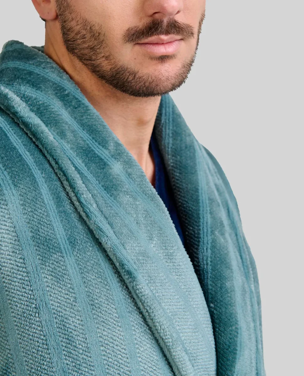 Bata corta hombre verde jacquard rayas