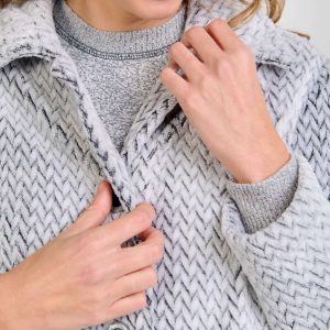 Bata corta mujer jacquard espiga gris