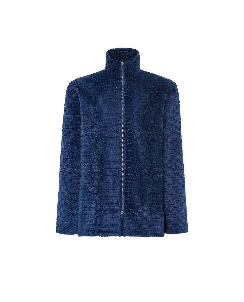Bata hombre corta cremallera jacquard marino - Imagen 5