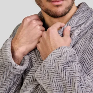 Bata de hombre de invierno espiga gris
