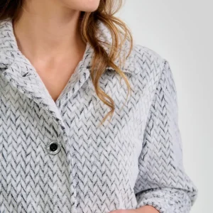 Bata invierno mujer gris abierta jacquard espiga