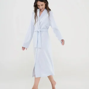 Bata larga lencera cruzada manga larga jacquard