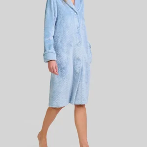 Bata larga mujer botones de invierno jacquard