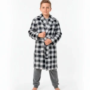 Bata de niño invierno cuadros negros