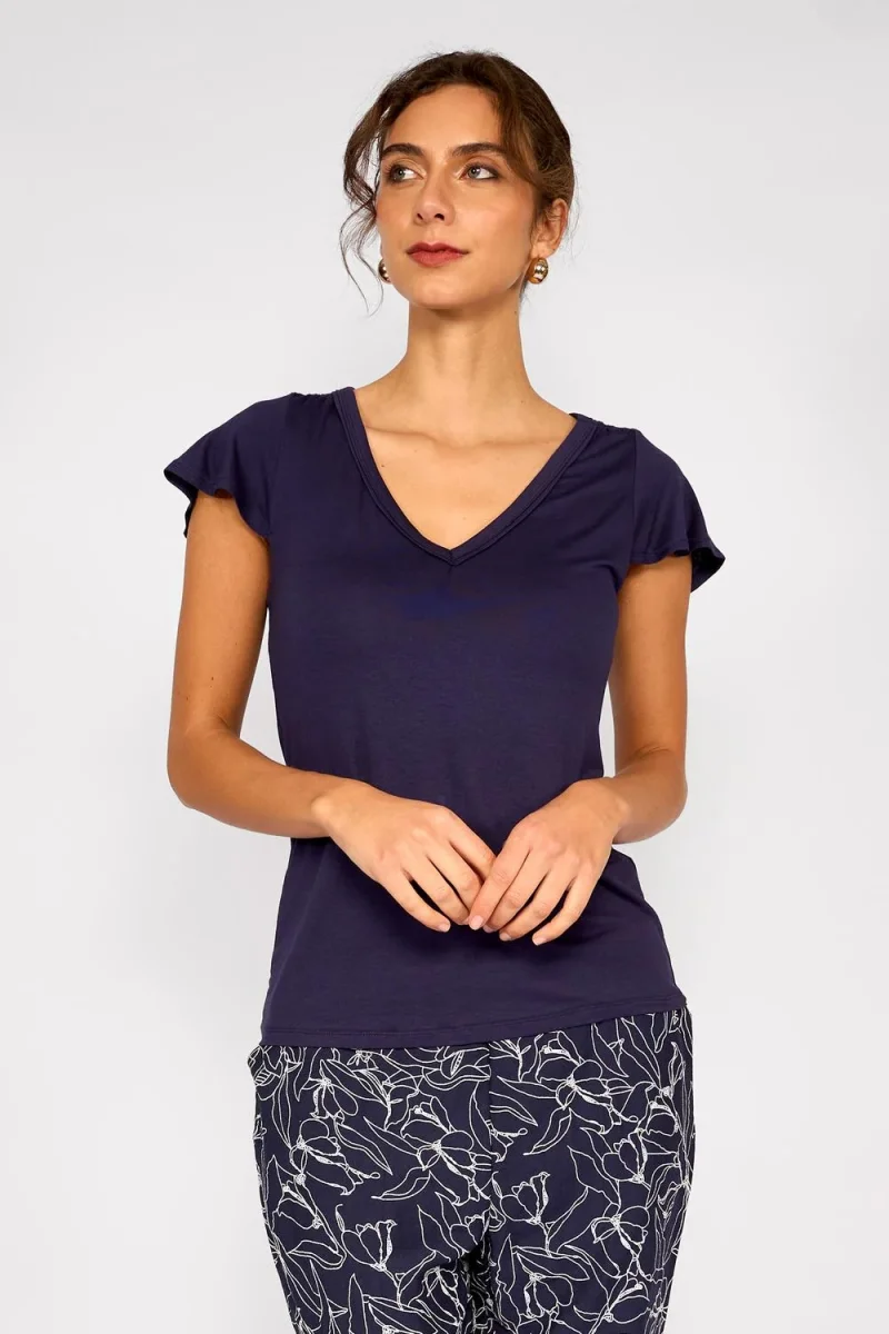 Polera Volados Rosa Azul - Imagen 2