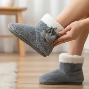 Botas de mujer para casa borreguillo jacquard gris