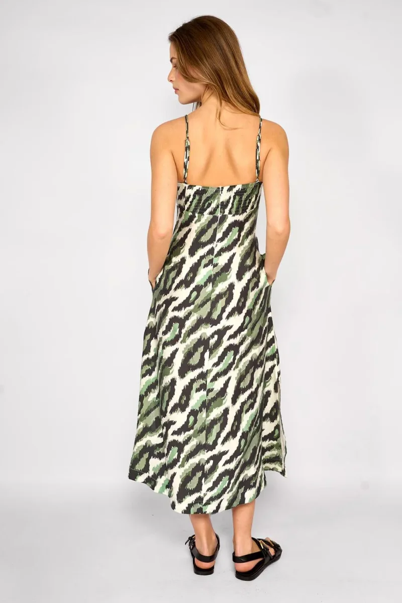 Vestido Largo Estampado Josefa Verde - Imagen 4