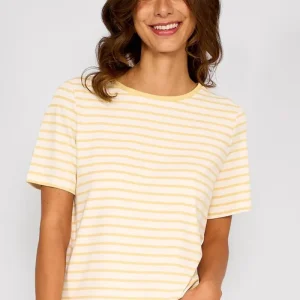 Polera Rayas Ribetes Noelia Crudo/Amarillo