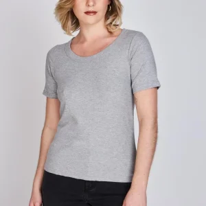 Polera Manga Corta Rib Ceci Gris Eclipse