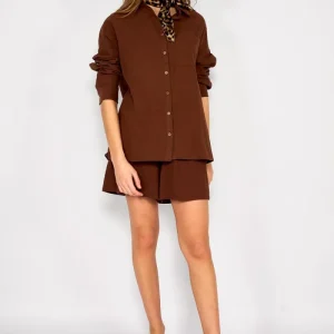Camisa Algodón Sara Chocolate