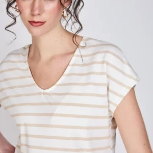 Polera Líneas Lurex Jesu Beige Woman by Eclipse