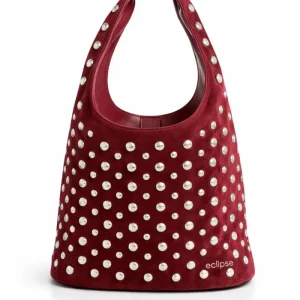 Cartera Suede con Tachas Olivia Burdeo
