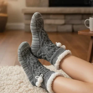 Calcetín para estar en casa mujer trenzado