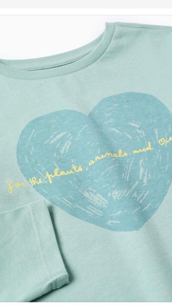 Camiseta niña Zippy verde agua con corazón - Imagen 3
