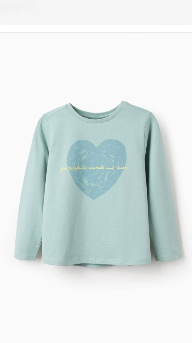Camiseta niña Zippy verde agua con corazón - Imagen 2