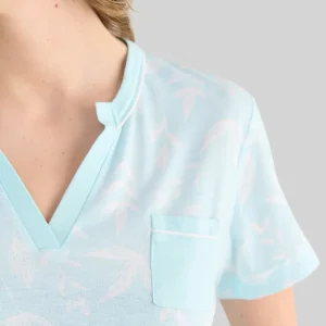 Camisón verano manga corta verde con hojas