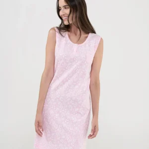 Camisón corto sin mangas rosa estampado florecitas