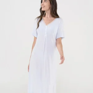 Camisón lencero corto manga corta cuello puntilla