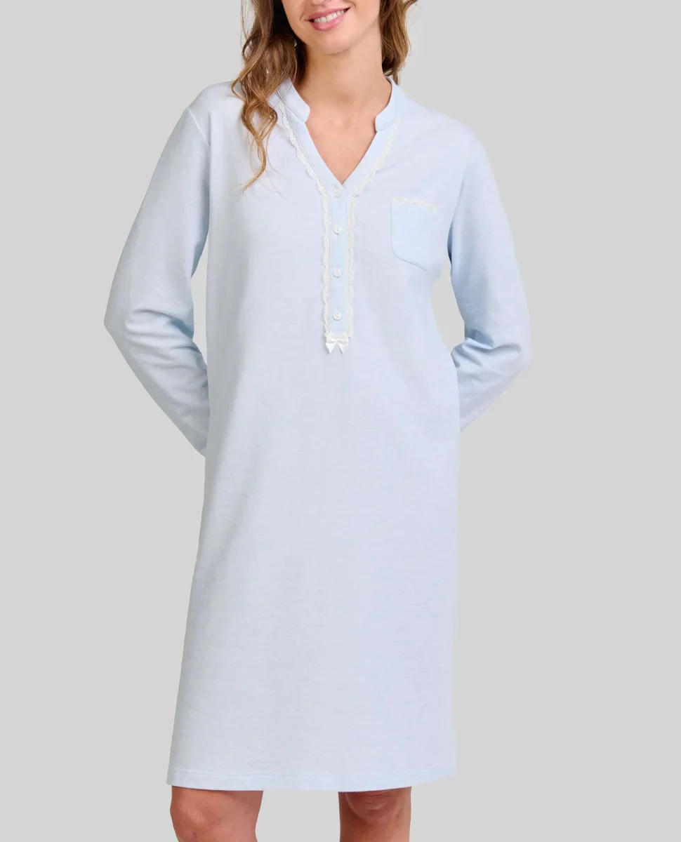 Camisón lencero manga larga cuello pata