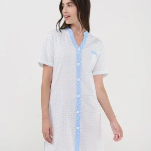 Camisón de mujer corto abierto botones plumeti