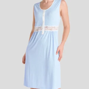 Camisón verano sin mangas canalé puntillla