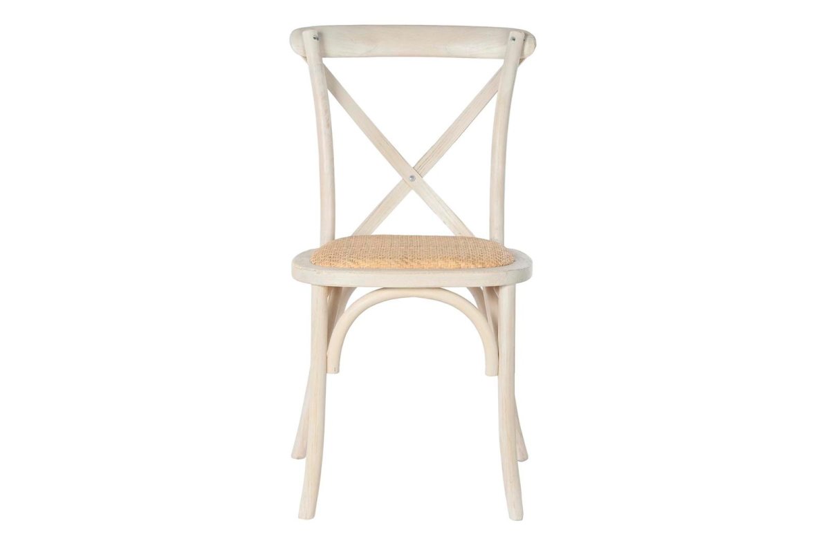 Silla madera y ratán decápe blanco (49 cm) - Imagen 4
