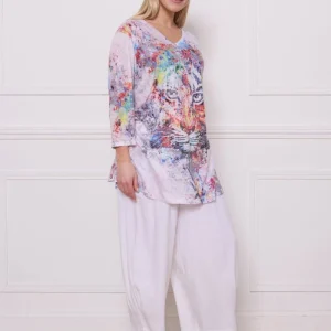 Blouse grise motif lion