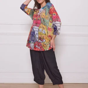 Blouse rouge motif chat