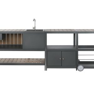Cocina Exterior Modular con Fregadero y Carrito Auxiliar