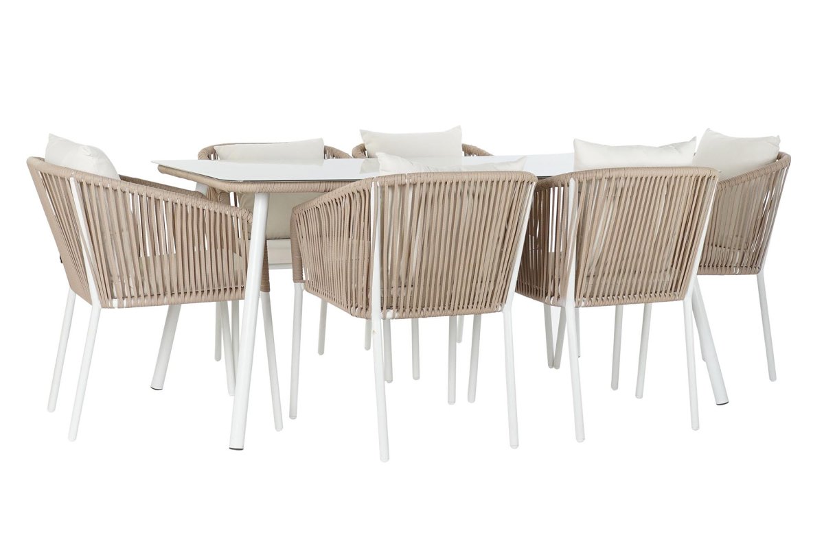 Conjunto de Comedor Exterior Faro de Aluminio y Cuerda Beige - Imagen 2